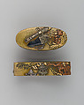 Sword-Hilt Collar and Pommel (Fuchigashira), Gold, copper-gold alloy (shakudō), Japanese