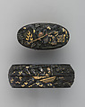 Sword-Hilt Collar and Pommel (Fuchigashira), Copper-gold alloy (shakudō), gold, copper-silver alloy (shibuichi), Japanese