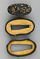Sword-Hilt Collar and Pommel (Fuchigashira), Copper-gold alloy (shakudō), gold, copper-silver alloy (shibuichi), Japanese