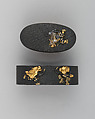 Sword-Hilt Collar and Pommel (Fuchigashira), Copper-gold alloy (shakudō), gold, Japanese