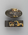 Sword-Hilt Collar and Pommel (Fuchigashira), Copper-silver alloy (shibuichi), gold, copper-gold alloy (shakudō), Japanese