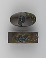 Sword-Hilt Collar and Pommel (Fuchigashira), Copper-silver alloy (shibuichi), gold, Japanese