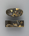 Sword-Hilt Collar and Pommel (Fuchigashira), Copper-silver alloy (shibuichi), gold, copper-gold alloy (shakudō), Japanese