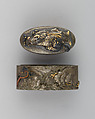 Sword-Hilt Collar and Pommel (Fuchigashira), Copper-silver alloy (shibuichi), gold, copper-gold alloy (shakudō), Japanese