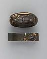 Sword-Hilt Collar and Pommel (Fuchigashira), Copper-silver alloy (shibuichi), gold, Japanese