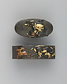 Sword-Hilt Collar and Pommel (Fuchigashira), Copper-silver alloy (shibuichi), gold, copper-gold alloy (shakudō), Japanese