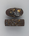 Sword-Hilt Collar and Pommel (Fuchigashira), Iron, gold, Japanese