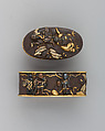 Sword-Hilt Collar and Pommel (Fuchigashira), Iron, gold, Japanese