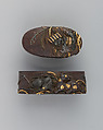 Sword-Hilt Collar and Pommel (Fuchigashira), Iron, gold, copper-gold alloy (shakudō), Japanese