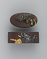 Sword-Hilt Collar and Pommel (Fuchigashira), Iron, gold, copper-silver alloy (shibuichi), Japanese