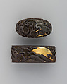Sword-Hilt Collar and Pommel (Fuchigashira), Iron, gold, copper-silver alloy (shibuichi), Japanese