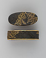 Sword-Hilt Collar and Pommel (Fuchigashira), Copper-gold alloy (shakudō), gold, Japanese