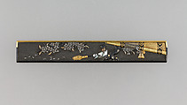 Knife Handle (Kozuka), Copper-gold alloy (shakudō), silver, gold, Japanese