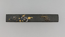 Knife Handle (Kozuka), Copper-gold alloy (shakudō), gold, silver, Japanese