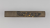 Knife Handle (Kozuka), Genshosai Masaharu (Japanese, died 1724), Copper-silver alloy (shibuichi), gold, copper, Japanese