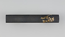 Knife Handle (Kozuka), Iwama Masayoshi (Japanese, 1764–1837), Copper-gold alloy (shakudō), silver, gold, Japanese