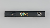 Knife Handle (Kozuka), Copper-gold alloy (shakudō), gold, silver, abalone shell, Japanese