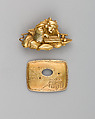 Cord Ornament (Kanemono) with Back Plate, Copper-gold alloy (shakudō), gold, Japanese