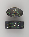 Sword-Hilt Collar and Pommel (Fuchigashira), Copper-gold alloy (shakudō), enamel, Japanese