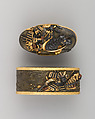 Sword-Hilt Collar and Pommel (Fuchigashira), Copper-silver alloy (shibuichi), gold, silver, copper-gold alloy (shakudō), copper, Japanese