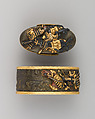 Sword-Hilt Collar and Pommel (Fuchigashira), Copper-silver alloy (shibuichi), copper-gold alloy (shakudō), gold, silver, copper, enamel, Japanese