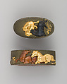 Sword-Hilt Collar and Pommel (Fuchigashira), Copper-silver alloy (shibuichi), gold, copper-gold alloy (shakudō), Japanese