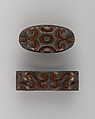 Sword-Hilt Collar and Pommel (Fuchigashira), Copper-gold alloy (shakudō), copper, Japanese