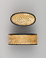 Sword-Hilt Collar and Pommel (Fuchigashira), Copper-gold alloy (shakudō), snake skin, gold, Japanese