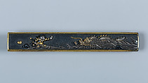 Knife Handle (Kozuka), Inscribed by Gotō Renjō (Mitsutomo) (Japanese, 1628–1708, tenth-generation Gotō master), Copper-gold alloy (shakudō), gold, silver, Japanese