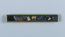 Knife Handle (Kozuka), Inscribed by Gotō Eijō (Japanese, 1577–1617, sixth-generation Gotō master), Copper-gold alloy (shakudō), gold, copper, Japanese
