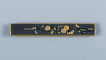 Knife Handle (Kozuka), Inscribed by Gotō Renjō (Mitsutomo) (Japanese, 1628–1708, tenth-generation Gotō master), Copper-gold alloy (shakudō), gold, Japanese