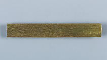 Knife Handle (Kozuka) with Certificate of Authenticity (Orikami), Gotō Renjō (Mitsutomo) (Japanese, 1628–1708, tenth-generation Gotō master), Copper-gold alloy (shakudō), gold, silver, Japanese