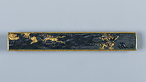 Set of Sword Fittings (Mitokoromono), Gotō Tsūjō (Japanese, Mitsunobu, 1664–1721, eleventh-generation Gotō master), Copper-gold alloy (shakudō), gold, silver, ink, paper, Japanese