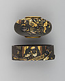 Sword-Hilt Collar and Pommel (Fuchigashira), Copper-silver alloy (shibuichi), gold, silver, copper, copper-gold alloy (shakudō), Japanese