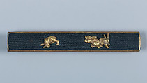 木賊兎図大小揃物 Fittings for a Pair of Swords (<i>Daishō Soroi-Mono</i>), Inscribed by 石黒政美 Ishiguro Masayoshi (Japanese, 1774–1862), Copper-gold alloy (<i>shakudō</i>), gold, silver, copper-silver alloy (<i>shibuichi</i>), copper, Japanese