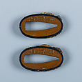 木賊兎図大小揃物 Fittings for a Pair of Swords (<i>Daishō Soroi-Mono</i>), Inscribed by 石黒政美 Ishiguro Masayoshi (Japanese, 1774–1862), Copper-gold alloy (<i>shakudō</i>), gold, silver, copper-silver alloy (<i>shibuichi</i>), copper, Japanese