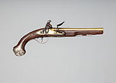 Flintlock Pistol, Probably John Hall (London, recorded 1738), Steel, wood (walnut), brass, silver, British, London