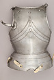 Composed Armor, Right pauldron (shoulder defense) marked by Matthes Deutsch (German, Landshut, documented 1485–1505), Steel, iron, copper alloy (latten), leather, brass, European, Italian and German