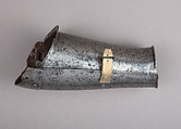 Composed Armor, Right pauldron (shoulder defense) marked by Matthes Deutsch (German, Landshut, documented 1485–1505), Steel, iron, copper alloy (latten), leather, brass, European, Italian and German