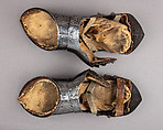 Composed Armor, Right pauldron (shoulder defense) marked by Matthes Deutsch (German, Landshut, documented 1485–1505), Steel, iron, copper alloy (latten), leather, brass, European, Italian and German