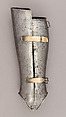 Composed Armor, Right pauldron (shoulder defense) marked by Matthes Deutsch (German, Landshut, documented 1485–1505), Steel, iron, copper alloy (latten), leather, brass, European, Italian and German