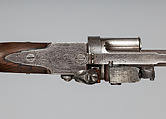 Collier Second Model Five-Shot Flintlock Revolver, Patented by Elisha Haydon Collier (American, Boston 1788–1856 Boston), Steel, wood (walnut, rosewood), silver, brass, British, London