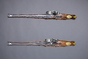 Pair of Flintlock Pistols, Johann Andreas Kuchenreuter (German, Regensburg, 1716–1795), Steel, wood, bronze, gold, silver, horn, German, Regensburg