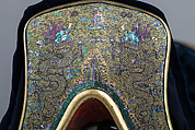 Ceremonial Saddle, Lacquer, abalone shell, gold foil, copper alloy, wood, iron, tin, leather, textile (silk), Chinese