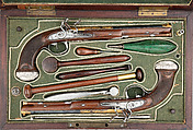 Cased Pair of Flintlock Pistols Presented to Captain Cayetano Valdés y Flores, Nicolas Noël Boutet (French, Versailles and Paris, 1761–1833), Steel, wood, silver, gold, copper alloy, leather, textile, French, Versailles