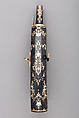 Powder Flask, Wood, tortoiseshell, mother-of-pearl, gold, Italian, Naples