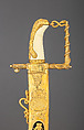 Patriotic Fund Sword with Scabbard, of £100 Type Presented to Capt. Thomas Baker in 1805, Together with its Belt and One Extra Scabbard, Richard Teed (British, London, 1757–1816), Steel, gilt-brass, gold, ivory, textile, British, London