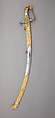 Presentation Saber with Scabbard, Royal Arms Manufactory at Torre Annunziata (Italian, Naples, established 1757), Steel, copper alloy, wood, gold, mother-of-pearl, coral, Italian, Naples
