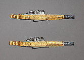 Pair of Flintlock Pistols of Scottish Type Presented to Jeffrey, 1st Baron Amherst (1717–1797), John Murdoch (Scottish, Doune, Perthshire, active 1750–died 1812), Steel, copper alloy, gold, enamel, agate, textile (silk), British, Doune (Scotland) and probably London