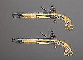 Pair of Flintlock Pistols of Scottish Type Presented to Jeffrey, 1st Baron Amherst (1717–1797), John Murdoch (Scottish, Doune, Perthshire, active 1750–died 1812), Steel, copper alloy, gold, enamel, agate, textile (silk), British, Doune (Scotland) and probably London